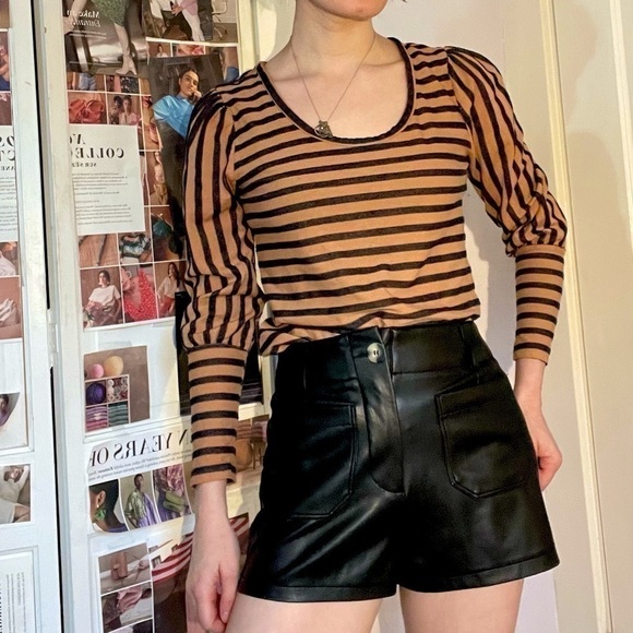 Romantic Anthropologie Amadi Sylvia Striped Puffed Sleeve Shirt - Picture 5 of 10